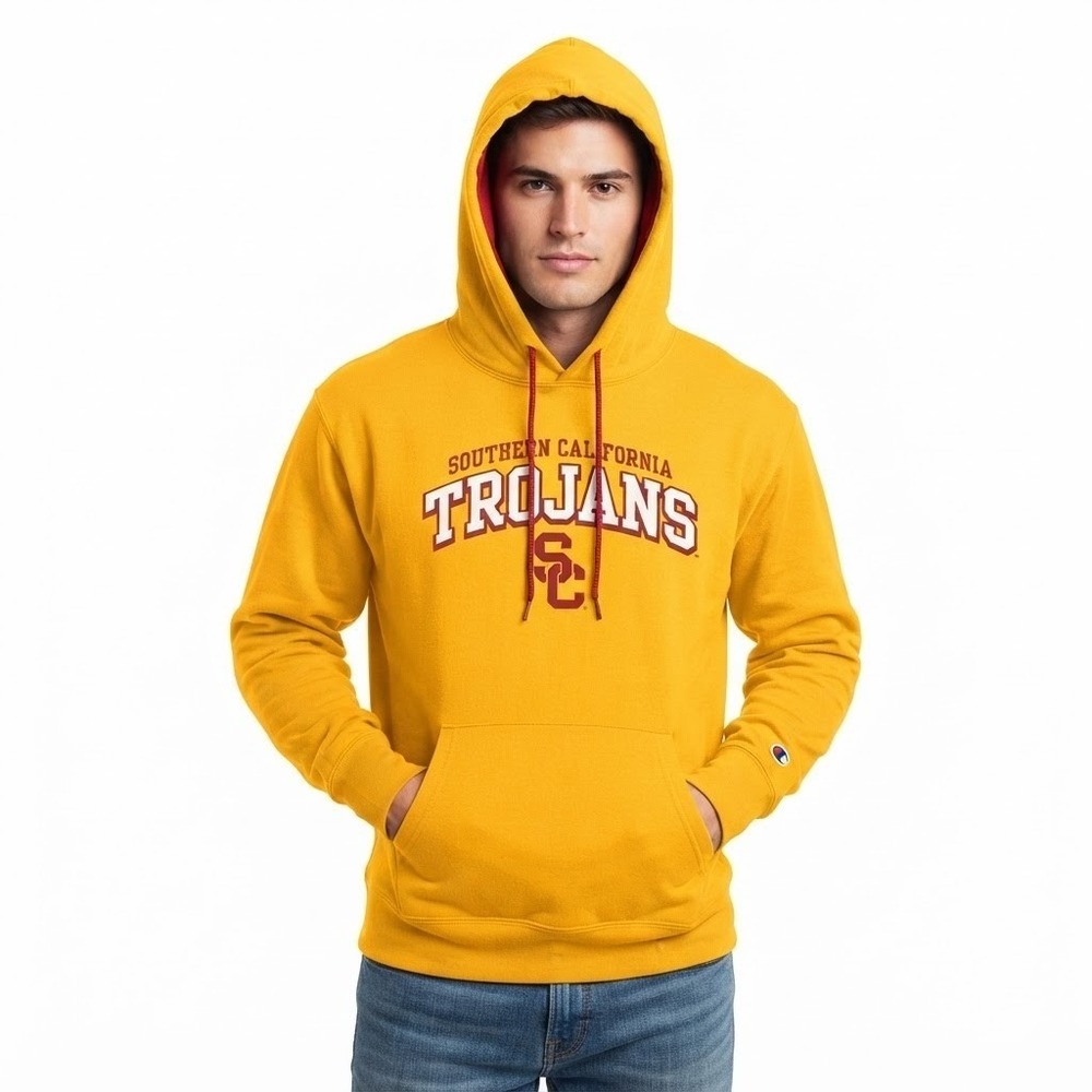Champion USC Trojans Hoodie Men Large Gold NWT Southern California Pullover